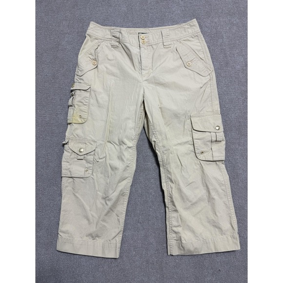 Lauren Ralph Lauren Capri Pants Womens 8 Khaki Ripstop Cargo Utility Pockets - Picture 1 of 11